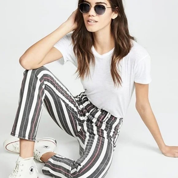 Frame Denim Denim - Frame Denim Le Sylvie Band Stripe Straight Leg Jeans